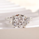 Stylishwe 3.0 Carat Three Stone Cushion Cut Engagement Ring 
