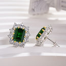 Stylishwe 4.5カラット ヘイロー エメラルドカット スタッド ピアス