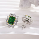Stylishwe 4.5カラット ヘイロー エメラルドカット スタッド ピアス