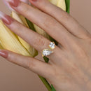 Stylishwe  ユニーク イエローゴールド ペアカット＆ラウンドカット 婚約指輪