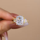 Stylishwe 4.0 Carat Two Tone Yellow Gold Oval Cut Engagement Ring 