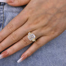 Stylishwe 4.0 Carat Two Tone Yellow Gold Oval Cut Engagement Ring 
