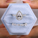 Stylishwe 2.20カラット ヘイロー ペアーカット 指輪セット