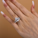 Stylishwe 2.20カラット ヘイロー ペアーカット 指輪セット