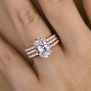 Stylishwe 3.5ct Classic Rose Gold Oval Cut 3PCS Ring Set 
