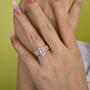 Stylishwe 3.5ct Classic Rose Gold Oval Cut 3PCS Ring Set 