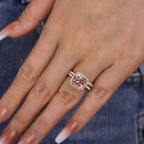 Stylishwe 4.0カラット 合成モルガナイト クッションカット 2連 セットリング