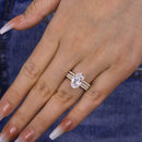 Stylishwe 3.5ct Classic Rose Gold Oval Cut 3PCS Ring Set 