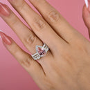 Stylishwe 3.0カラット ペアシェイプ 合成モルガナイト セットリング スターリングシルバー