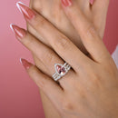 Stylishwe 3.0カラット ペアシェイプ 合成モルガナイト セットリング スターリングシルバー