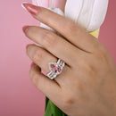 Stylishwe 3.0カラット ペアシェイプ 合成モルガナイト セットリング スターリングシルバー