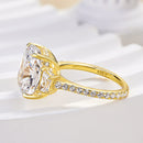 Stylishwe 4.0 Carat Two Tone Yellow Gold Oval Cut Engagement Ring 