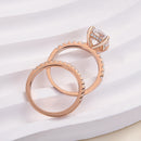 Stylishwe 3.0カラット ピンクゴールド クッションカット 2連 セットリング