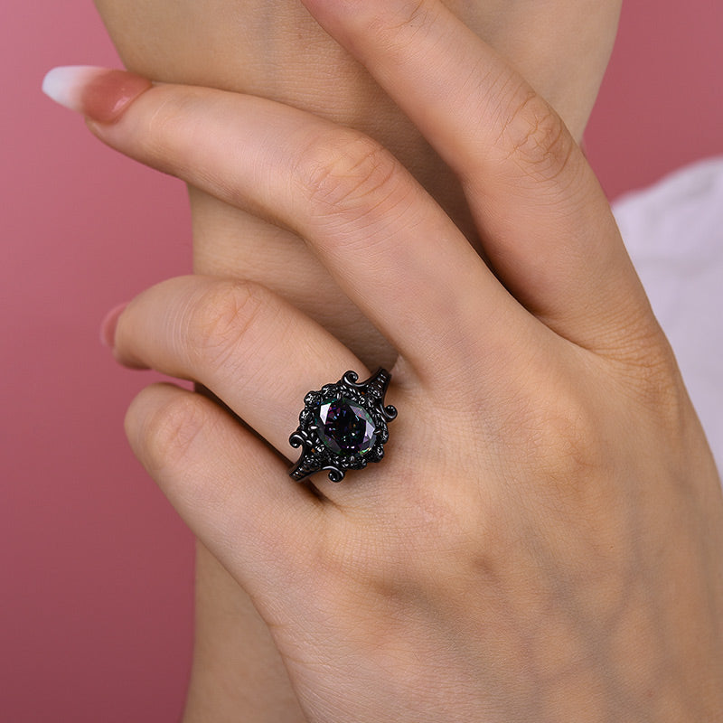 Stylishwe 2.0カラット ブラックゴールド アレキサンドライト 婚約指輪