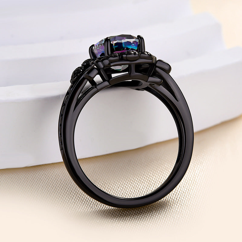 Stylishwe 2.0カラット ブラックゴールド アレキサンドライト 婚約指輪