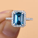 Stylishwe Halo 4.0 Carat Aquamarine Ring 