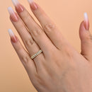 Stylishwe  1.3カラット イエローゴールド ラウンドカット  エタニティリング