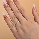 Stylishwe  0.3カラット イエローゴールド ラウンドカット  オープン エタニティリング