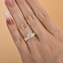 Stylishwe クラシック 1.5カラット イエローゴールド クッションカット シルバー セットリング