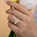 Stylishwe クラシック 1.5カラット イエローゴールド クッションカット シルバー セットリング