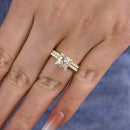 Stylishwe クラシック 1.5カラット イエローゴールド クッションカット シルバー セットリング