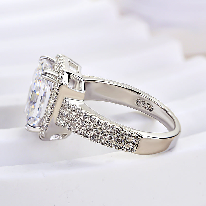 Stylishwe  3.3カラット スパークル ホワイトゴールド ラディアントカット スターリング シルバー婚約指輪