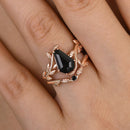 Stylishwe  2.5カラット ブラックストーン  コフィンカット指輪セット