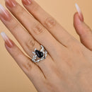 Stylishwe  2.5カラット ブラックストーン  コフィンカット指輪セット