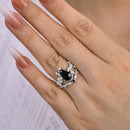Stylishwe  2.5カラット ブラックストーン  コフィンカット指輪セット