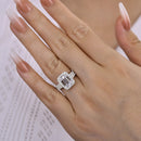 Stylishwe  3.0カラット スパークル ホワイトゴールド エメラルドカット 婚約指輪