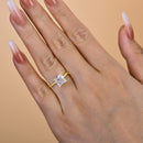 Stylishwe 2.0カラット イエローゴールド プリンセスカット 婚約指輪 スターリングシルバー