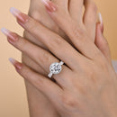 Stylishwe  エレガント 3.0カラット ホワイトゴールドラウンドカット 婚約指輪