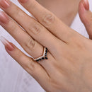 Stylishwe  0.5カラット  ピンクゴールド マーキスカット ブラックストーン エタニティリング