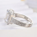 Stylishwe  3.0カラット スパークル ホワイトゴールド エメラルドカット 婚約指輪