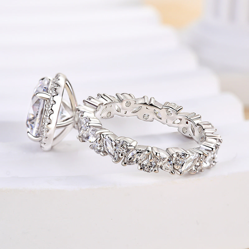 Stylishwe  エレガント 3.0カラット ホワイトゴールドラウンドカット 婚約指輪
