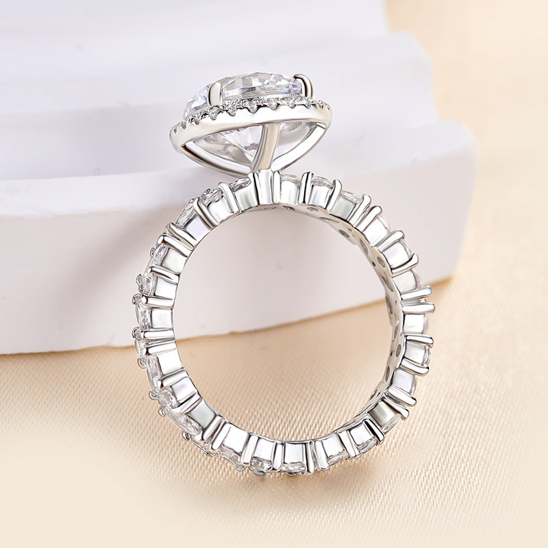 Stylishwe  エレガント 3.0カラット ホワイトゴールドラウンドカット 婚約指輪