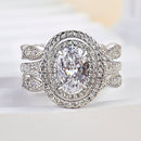 Stylishwe  2.0カラットエレガント  ホワイトゴールド オーバルカット指輪セット