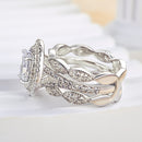 Stylishwe  2.0カラットエレガント  ホワイトゴールド オーバルカット指輪セット