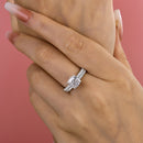 Stylishwe 1.5カラット クッションカット 指輪セット スターリングシルバー