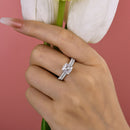 Stylishwe 1.5カラット クッションカット 指輪セット スターリングシルバー