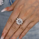 Stylishwe  5.5カラット 豪華 ホワイトゴールド エメラルドカット 婚約指輪