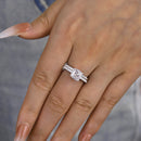 Stylishwe 1.5カラット クッションカット 指輪セット スターリングシルバー