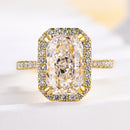 Stylishwe  3.5カラット エレガント イエローゴールド ラディアントカット 婚約指輪