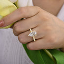 Stylishwe  3.5カラット イエローゴールド ペアカット 婚約指輪