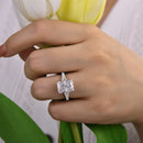 Stylishwe  4.0カラット  ホワイトゴールド ラディアントカット スターリング シルバー婚約指輪