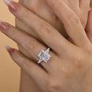 Stylishwe  4.0カラット  ホワイトゴールド ラディアントカット スターリング シルバー婚約指輪