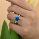 Stylishwe  4.5カラット  ホワイトゴールド エメラルドカット サファイア婚約指輪