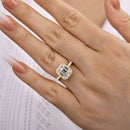 Stylishwe 2.5カラット エメラルドカット ヘイロー 婚約指輪