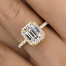 Stylishwe 2.5カラット エメラルドカット ヘイロー 婚約指輪