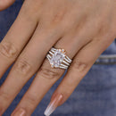 Stylishwe  5.0カラット 2トーン クラウンデザイン ホワイトゴールド ラディアントカット 指輪セット